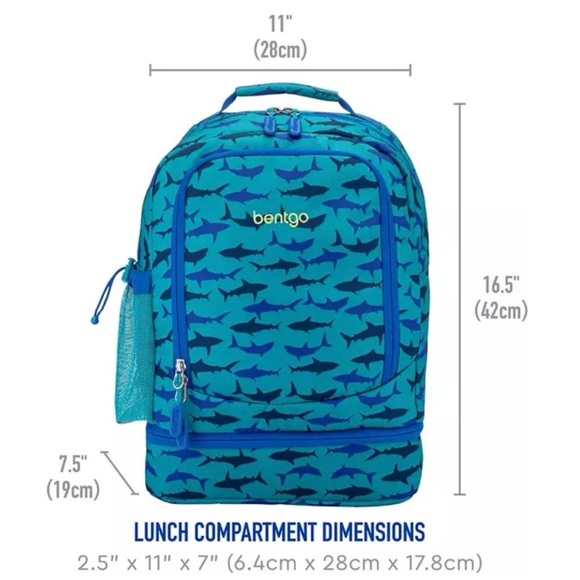 Bentgo Kids Shark 2-in-1 Backpack With Insulated Lunch Compartment - Picture 3 of 16